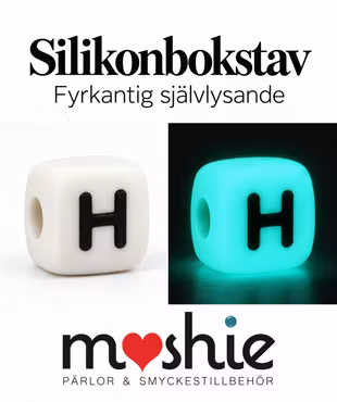 Fyrkantiga bokstavspärlor av silikon H självlysande 12mm 1st
