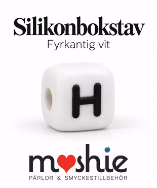 Fyrkantiga bokstavspärlor av silikon H vit 12mm 1st