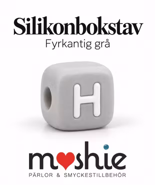 Fyrkantiga bokstavspärlor av silikon H grå 12mm 1st