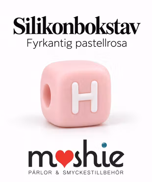 Fyrkantiga bokstavspärlor av silikon H rosa 12mm 1st