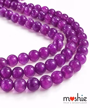 Glaspärlor 8mm runda på sträng Dovt Krackelerade Im so violet 100st