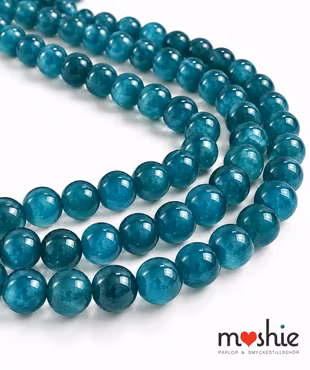 Glaspärlor 8mm runda på sträng Dovt Krackelerade Im so teal 100st