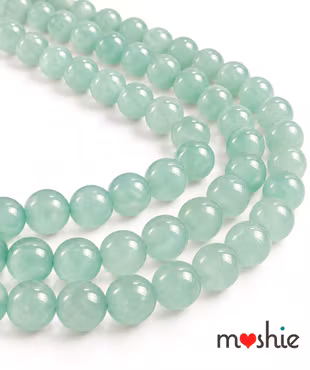 Glaspärlor runda på sträng 8-9mm Jadeimitation Minty Misc 100st