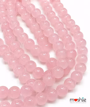 Glaspärlor runda på sträng 8-9mm Jadeimitation Soft Rose 100st