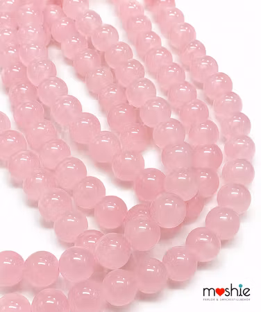 Glaspärlor runda på sträng 8-9mm Jadeimitation Soft Rose 100st