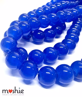 Glaspärlor runda på sträng 8-9mm Jadeimitation Celestial Sapphire 100st