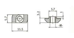 T-mutter B-typ T-spår 6mm [M5] (10st/paket)