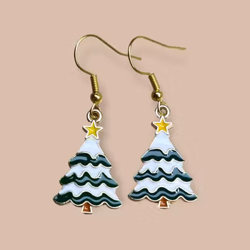 Örhängen Jul - Granar med snö