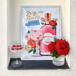 Plåtskylt Pink Gin Flowers