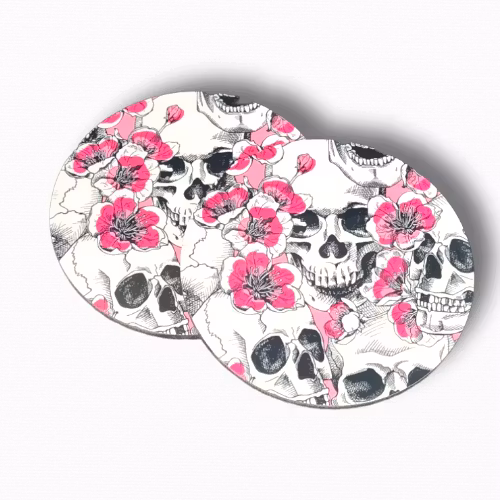 Glasunderlägg dödskallar rosa - www.bellebi.se