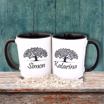 Mugg med valfritt namn & "Livets träd"