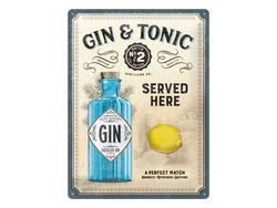 Plåtskylt Gin & Tonic 30x40 cm