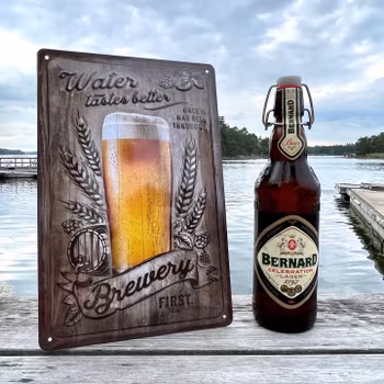 Plåtskylt Beer and Water 20x30 cm