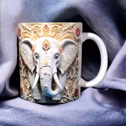 Vacker mugg med elefanter i orientalisk stil