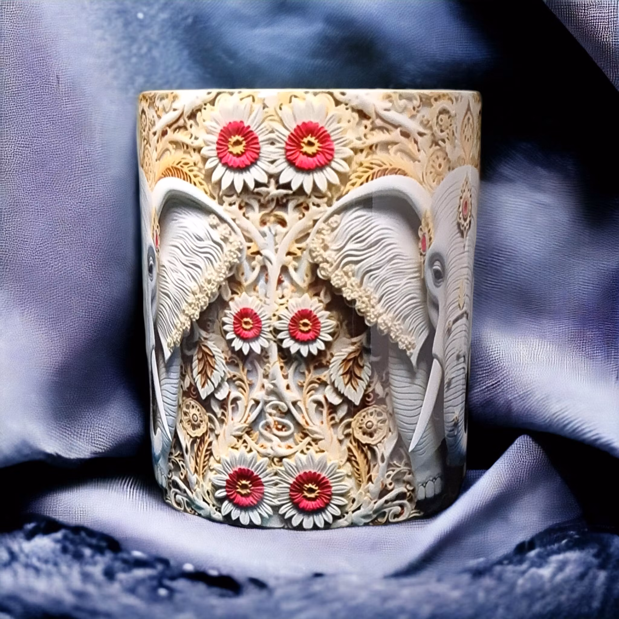 Mugg elefant asiatisk guld present - www.bellebi.se