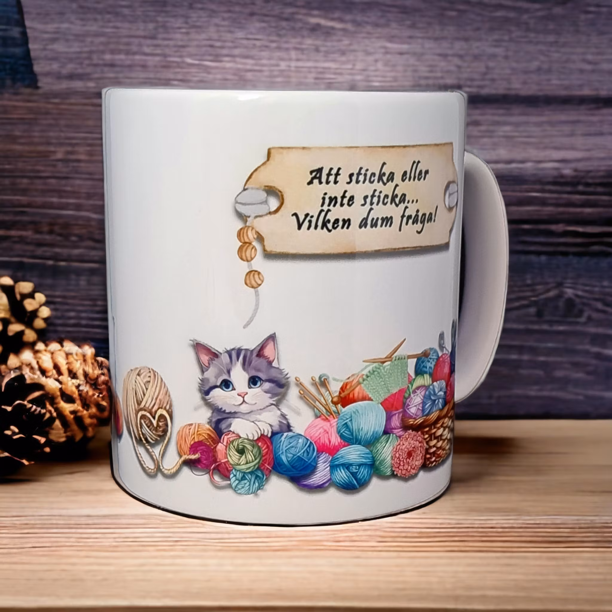 Mugg med text stickning sticka present - www.bellebi.se