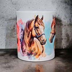 Mugg med vackra färger - Hästar