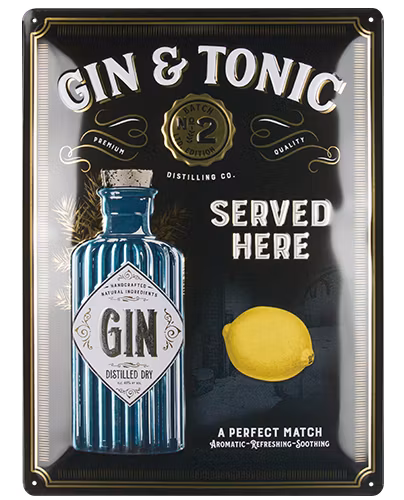 Retroplåtskylt Gin & Tonic - www.bellebi.se