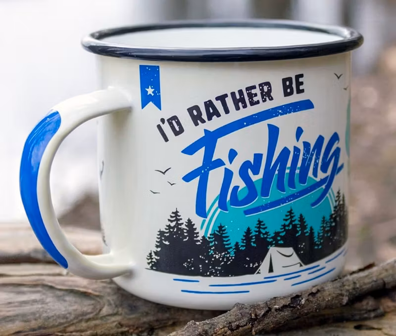 Nostalgic Art – emaljmugg "I'd rather be fishing" bellebi.se