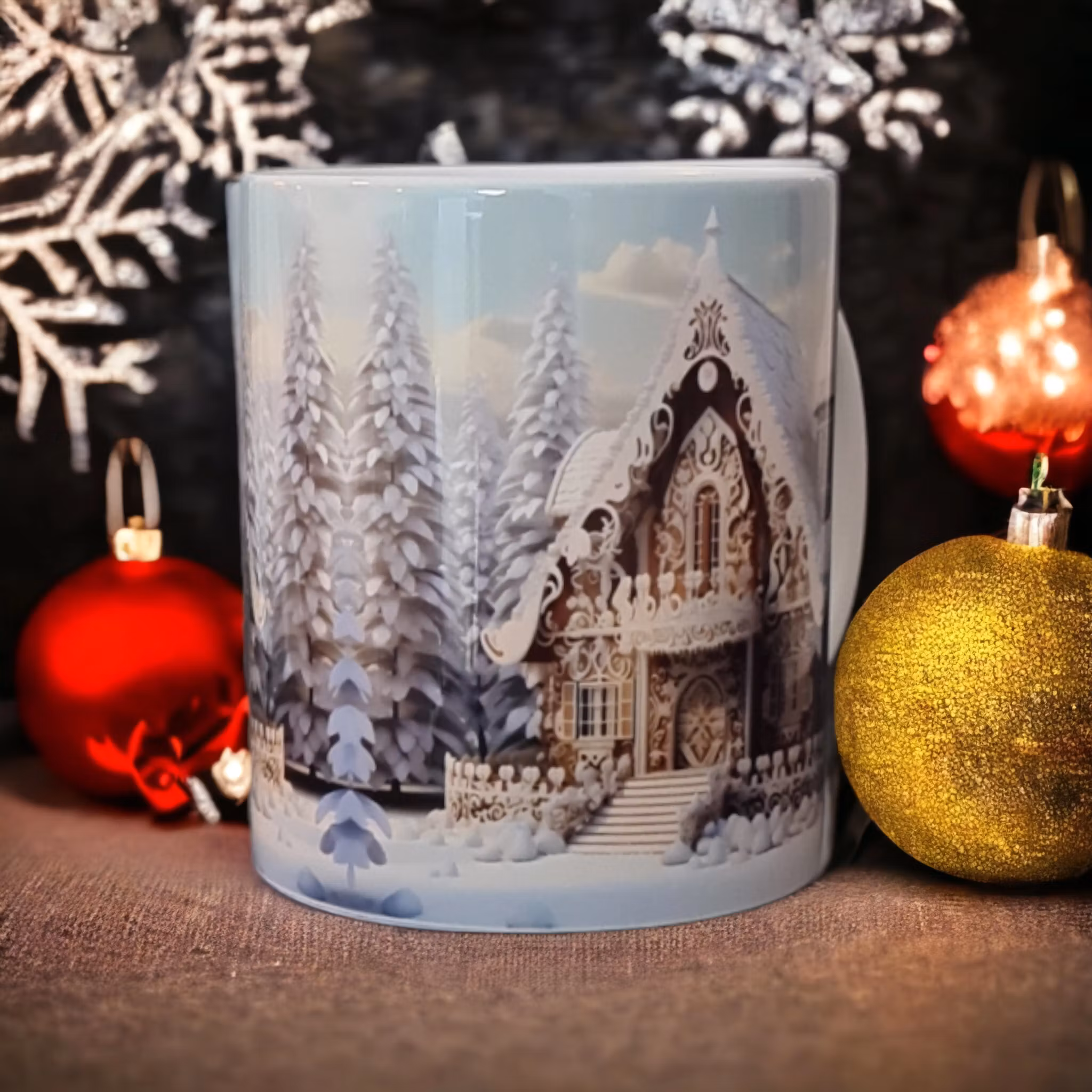 Mugg Jul julmotiv tomte present - www.bellebi.se