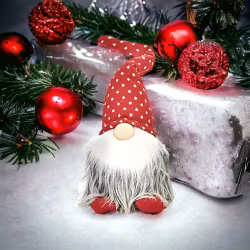 Tomte med prickig luva