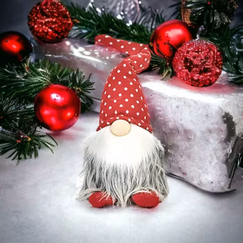 Tomte med prickig luva