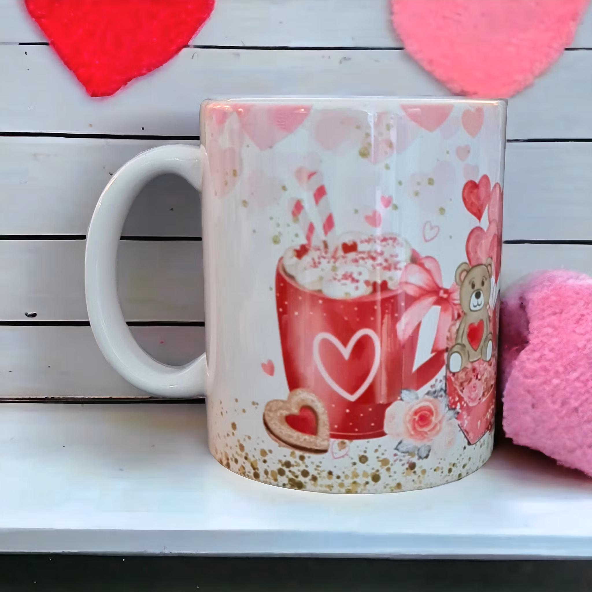 Mugg med hjärtan kärlek present - www.bellebi.se