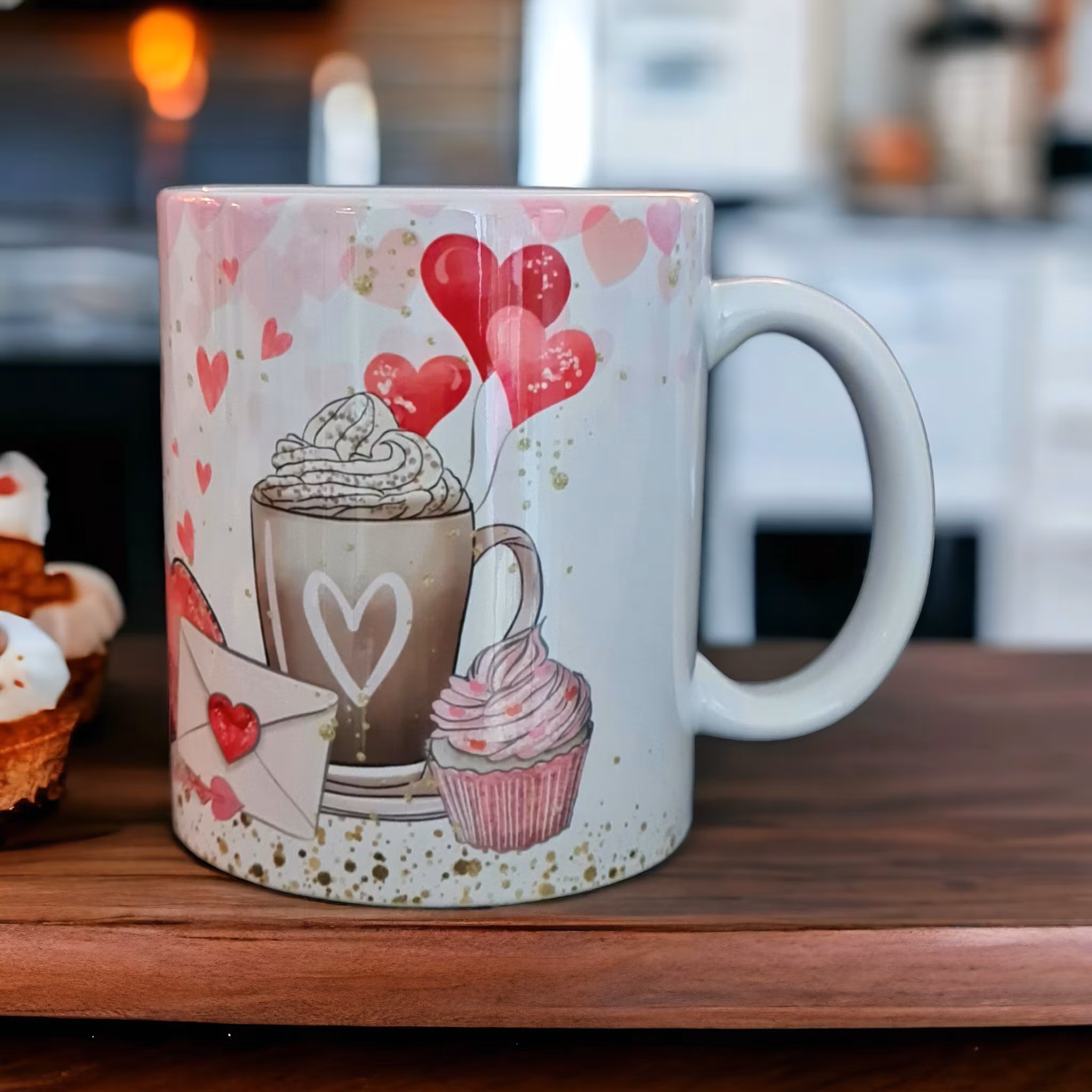 Mugg med hjärtan kärlek present - www.bellebi.se