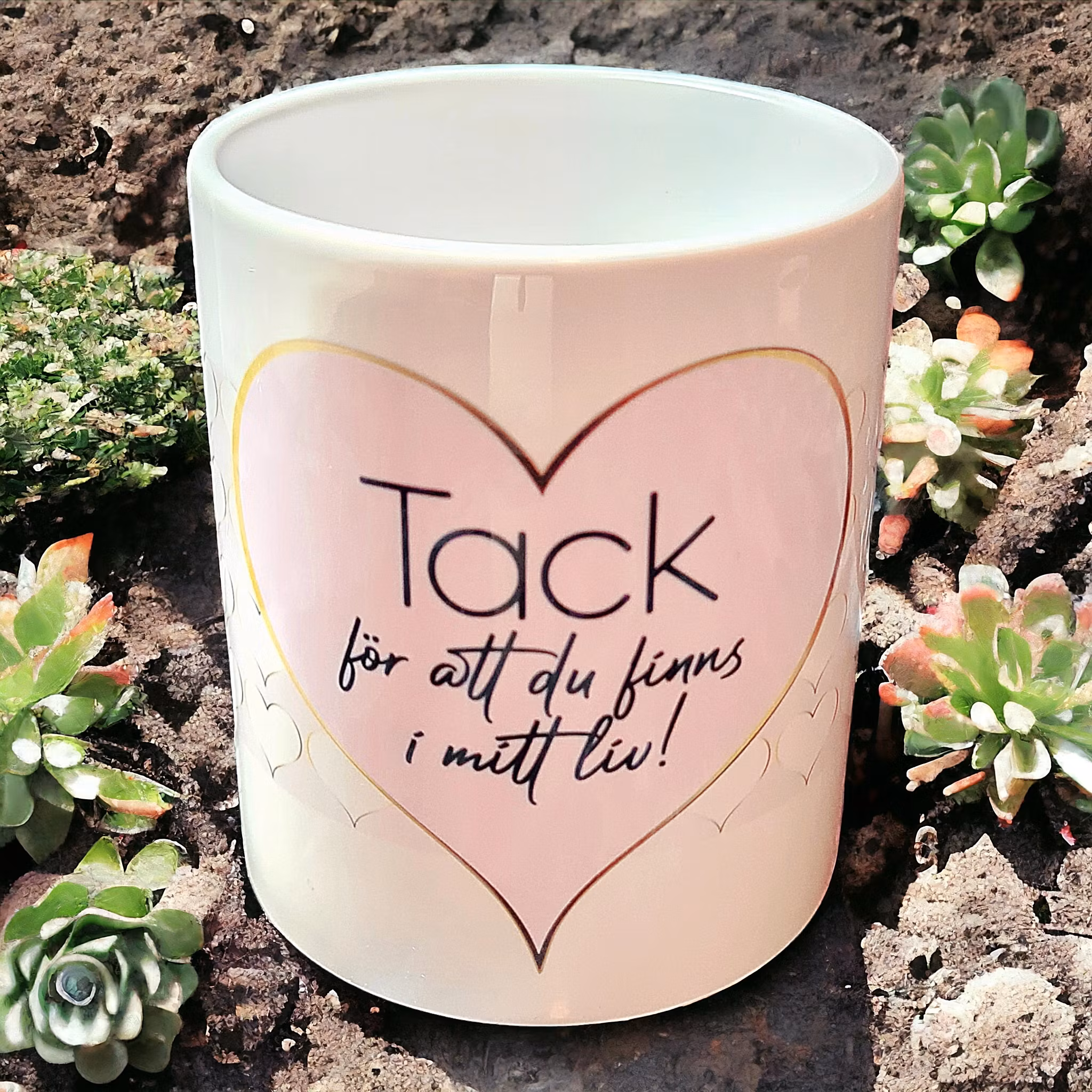 Mugg med text tack för att du finns i mitt liv present - www.bellebi.se