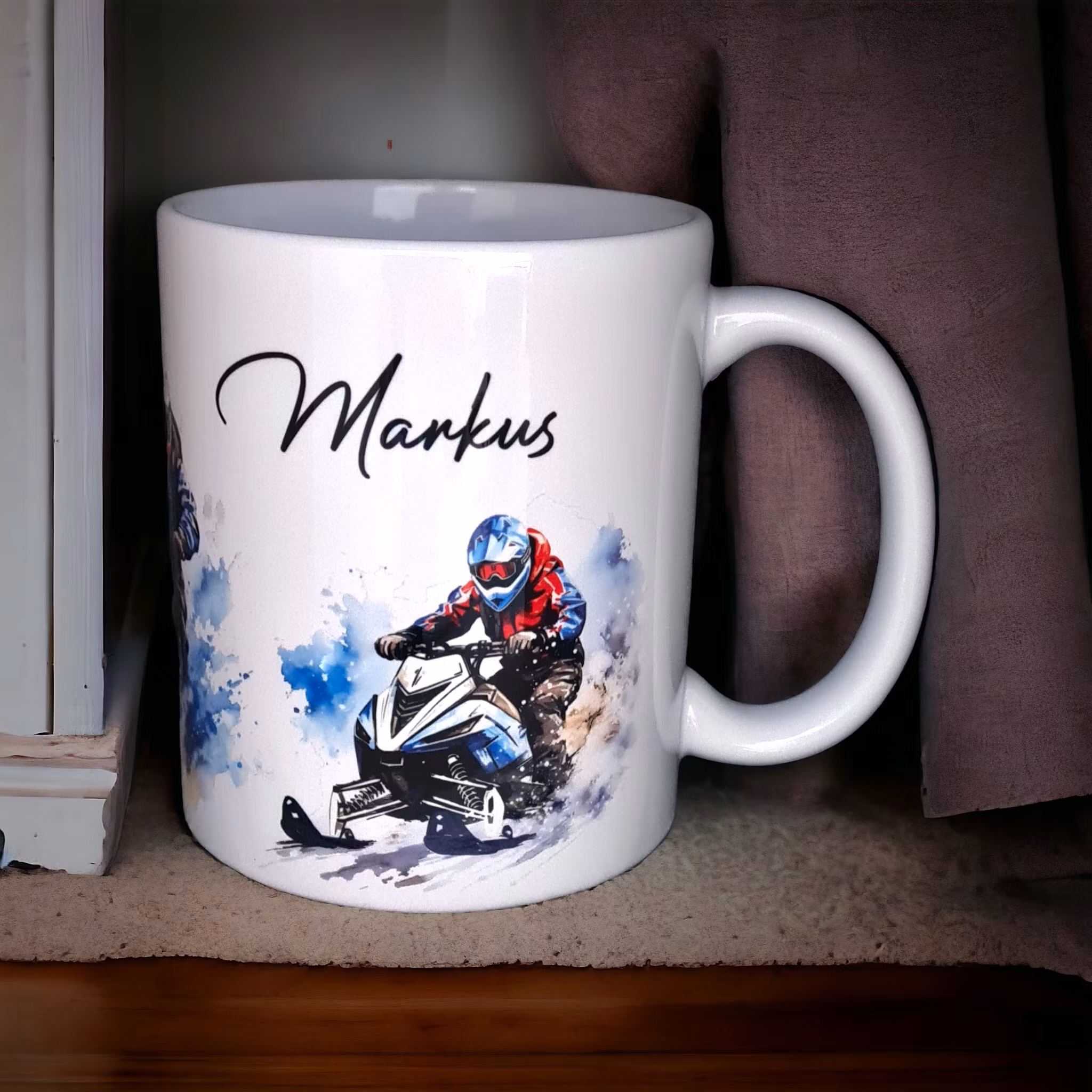 Personlig mugg med Snöskoter skoter namn - www.bellebi.se