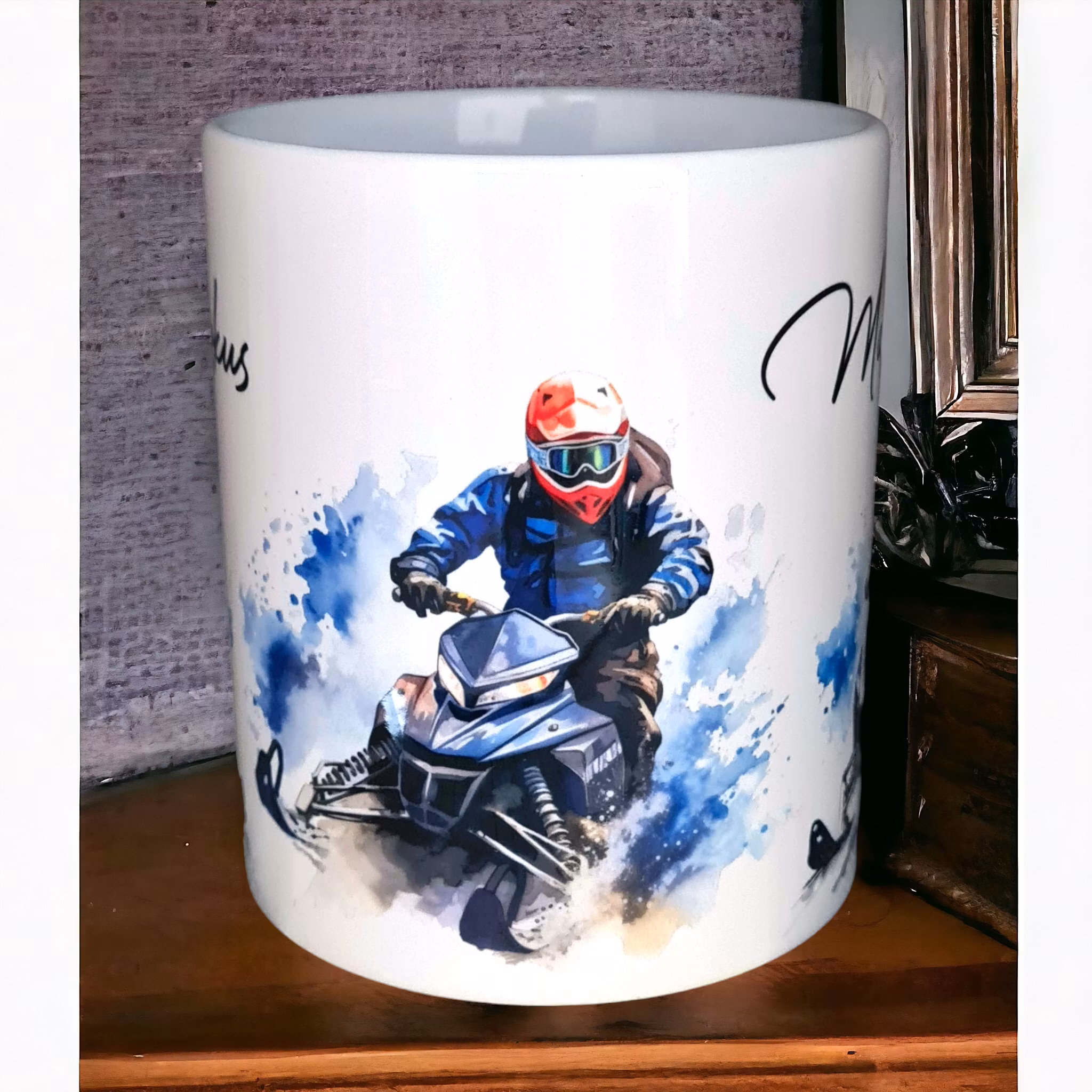 Personlig mugg med Snöskoter skoter namn - www.bellebi.se