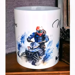 Snöskoter! Mugg med valfritt namn.