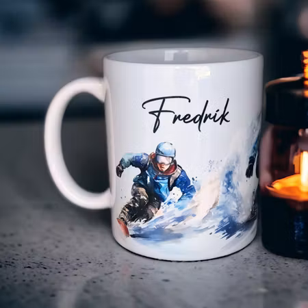 Personlig mugg med valfritt namn - Snowboardåkare