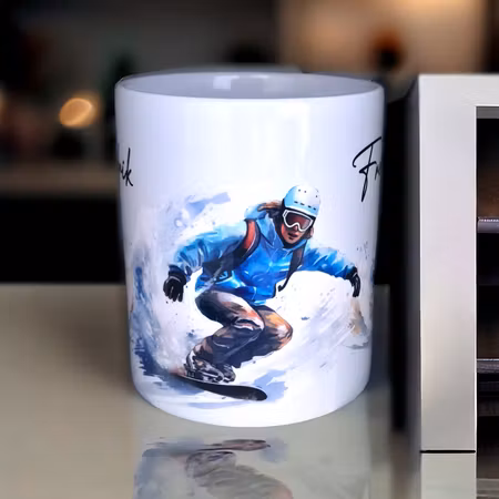 Personlig mugg med valfritt namn - Snowboardåkare