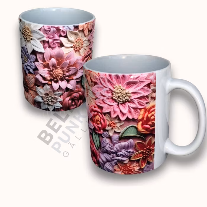 OBS! Nedsatt pris. Mugg - Blommor i 3D 2:a sortering