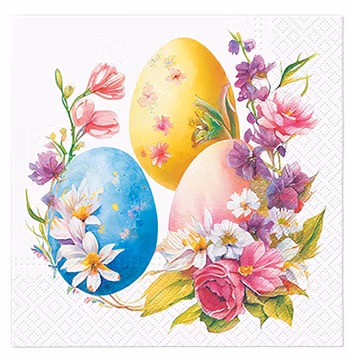 Servetter med färgglada påskägg