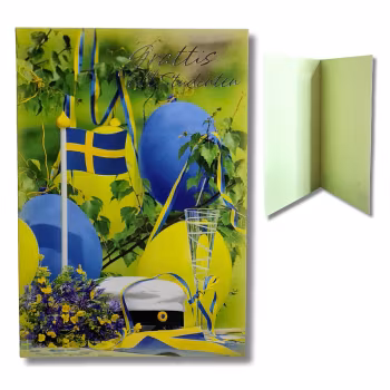 Dubbelkort med flagga och ballonger