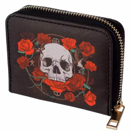 Skulls and Roses - liten plånbok med dragkedja