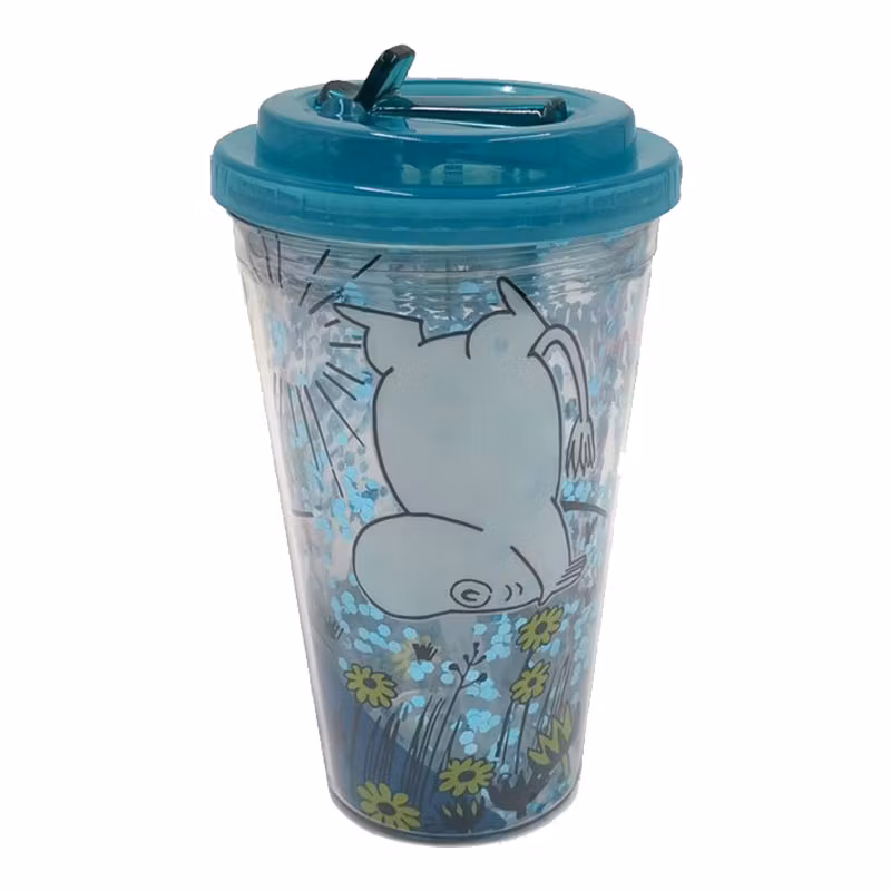 Mumin take away - Dubbelväggig mugg med lock och sugrör hos bellebi