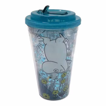 Mumin - Dubbelväggig mugg med lock och sugrör