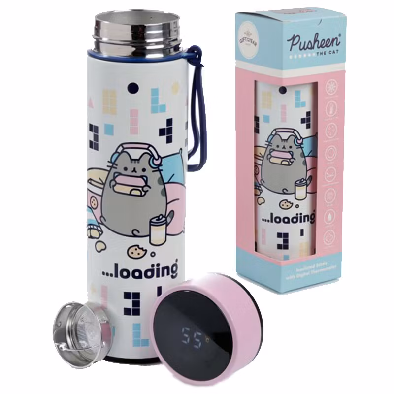 Pusheen The Cat  - Värmeisolerad flaska med digital termometer hos bellebi
