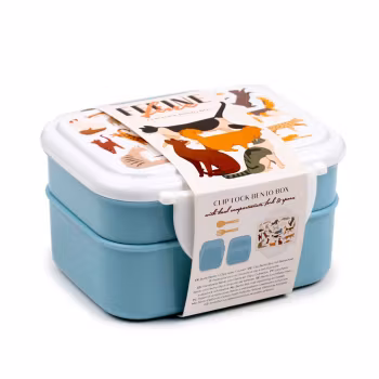 Feline Fine Katter - Bento stapelbar lunchlåda med bestick