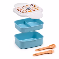Feline Fine Katter - Bento stapelbar lunchlåda med bestick
