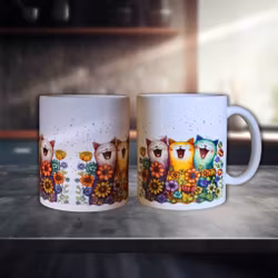 Mugg – Kattkör i blomsterprakt