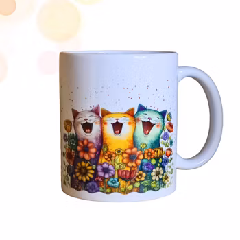 Mugg – Kattkör i blomsterprakt