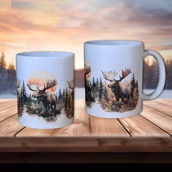 Mugg – Älg vid solnedgången