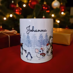Personlig julmugg med sagolikt motiv