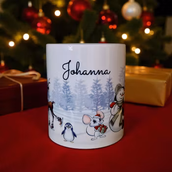 Personlig julmugg med sagolikt motiv