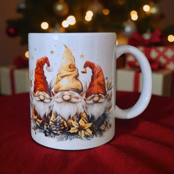 Jul - Mugg med tomtar i fina höstfärger