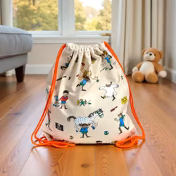 Pippi Långstrump - Färgglad gymnastikpåse med dragsko till barnen